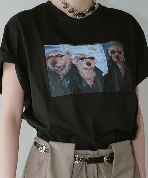 chuclla(チュクラ)の「ドッグフォト グラフィックTシャツ chw26s048(Tシャツ/カットソー・レディース・ブラック/ホワイト・FREE)」の10枚目の写真