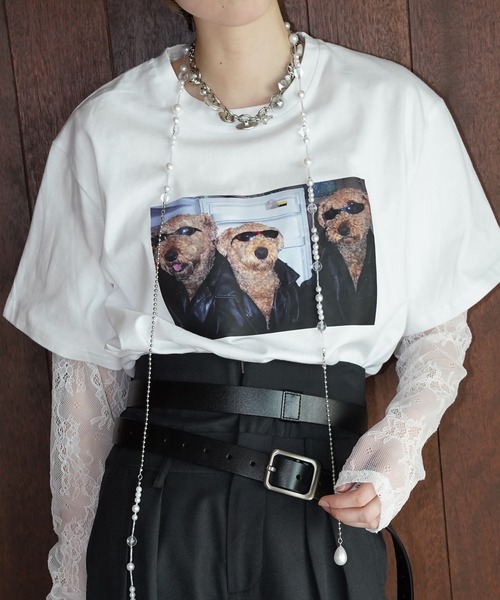 chuclla(チュクラ)の「ドッグフォト グラフィックTシャツ chw26s048(Tシャツ/カットソー・レディース・ブラック/ホワイト・FREE)」の19枚目の写真