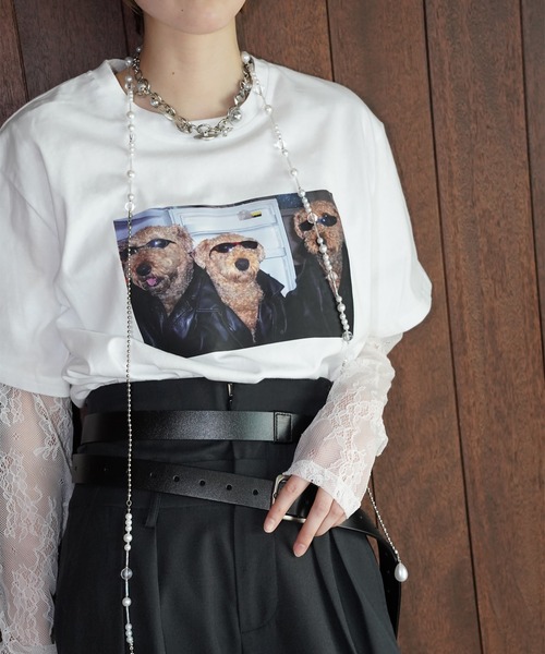 chuclla(チュクラ)の「ドッグフォト グラフィックTシャツ chw26s048(Tシャツ/カットソー・レディース・ブラック/ホワイト・FREE)」の22枚目の写真