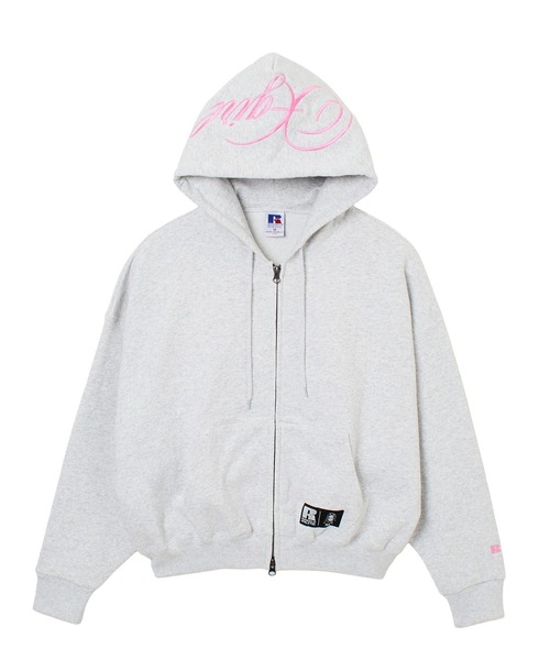Russell Athletic（ラッセルアスレティック）の「X-girl × Russell SCRIPT LOGO ZIP UP SWEAT HOODIE（パーカー・レディース・アッシュ/ブラック・S/M）」の11枚目の写真