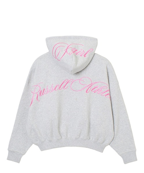 Russell Athletic（ラッセルアスレティック）の「X-girl × Russell SCRIPT LOGO ZIP UP SWEAT HOODIE（パーカー・レディース・アッシュ/ブラック・S/M）」の13枚目の写真