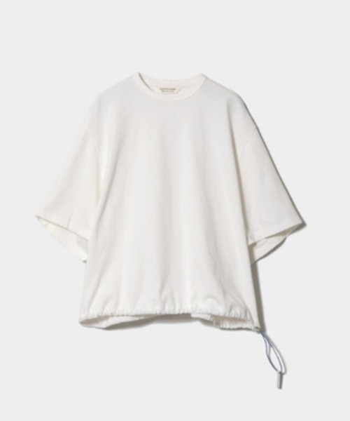 beautiful people(ビューティフルピープル)の「【beautiful people/ビューティフルピープル】suvin compact jersey drawstring T-shirt/スビンコンパクトジャージードローストリングTシャツ(Tシャツ/カットソー・レディース・オフホワイト/ブラック・36)」の1枚目の写真