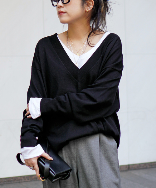 ディープVネックニット（ニット/セーター）｜AP STUDIO（エーピー