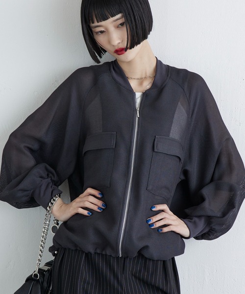 Lui's（ルイス）の「メッシュZIPブルゾン（ブルゾン・レディース・チャコールグレー/ブラック・FREE）」の2枚目の写真