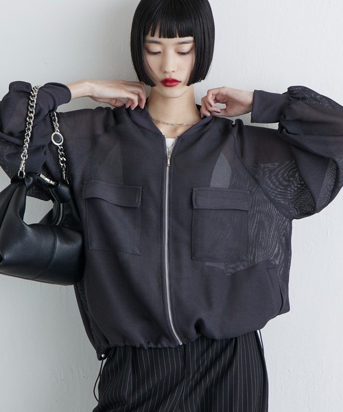 Lui's（ルイス）の「メッシュZIPブルゾン（ブルゾン・レディース・チャコールグレー/ブラック・FREE）」の10枚目の写真