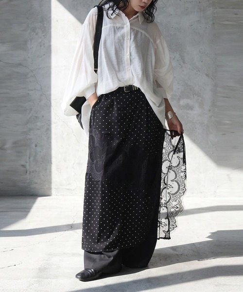 antiqua(アンティカ)の「シアー加工 シャツ(シャツ/ブラウス・レディース・ブラック/ピンク/ホワイト・ONESIZE)」の13枚目の写真