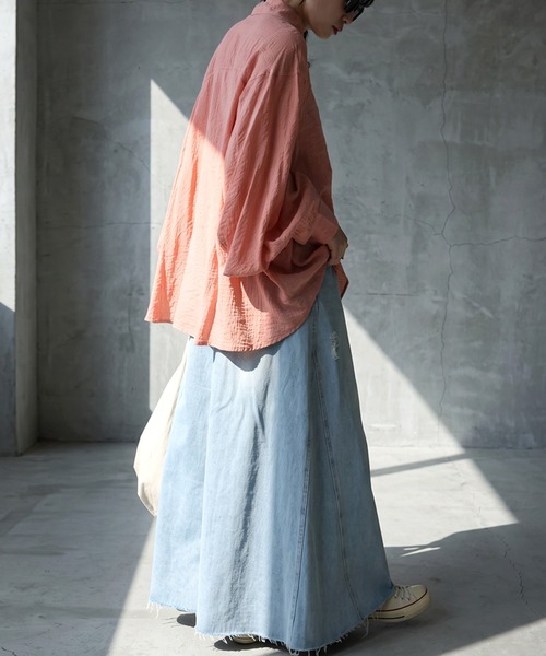 antiqua(アンティカ)の「シアー加工 シャツ(シャツ/ブラウス・レディース・ブラック/ピンク/ホワイト・ONESIZE)」の22枚目の写真