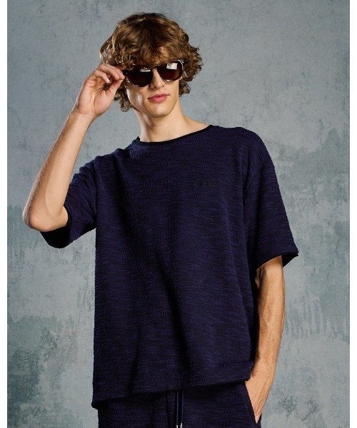 wjk（ダヴルジェイケイ）の「knit jacquard relax S/S（Tシャツ/カットソー・メンズ・ブラック/ネイビー・SMALL/MEDIUM/LARGE/X-LARGE）」の2枚目の写真