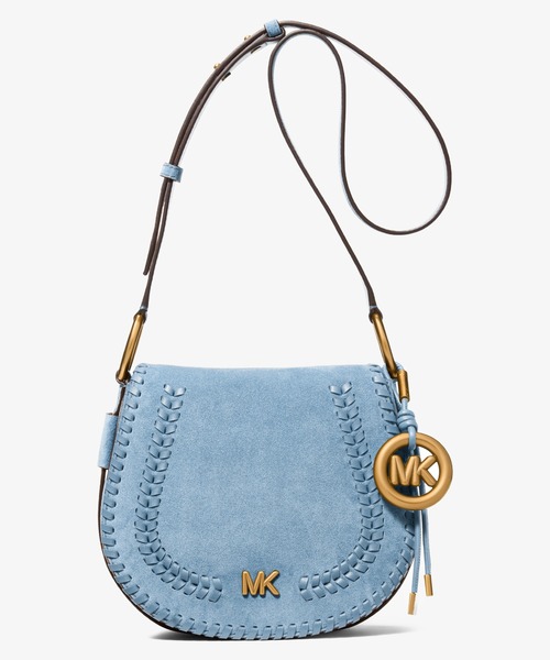 MICHAEL KORS(マイケルコース)の「JOSIE ホイップステッチ スエード サドル フラップ クロスボディ ミディアム(ショルダーバッグ・レディース・ブルー系・FREE)」の1枚目の写真