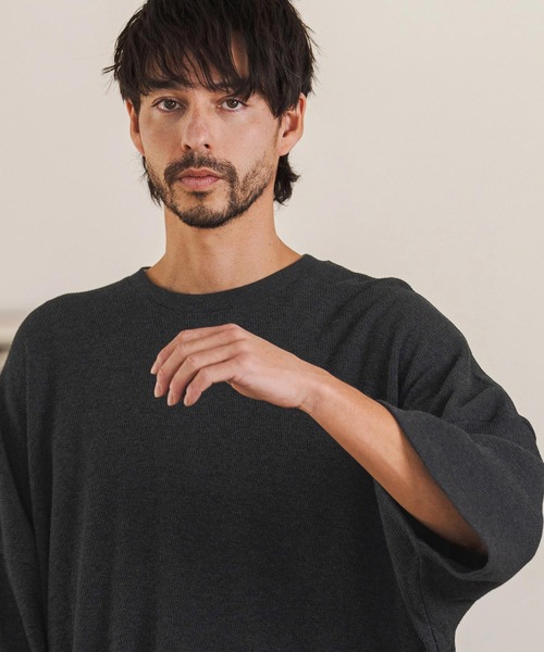 CAMBIO(カンビオ)の「mt10218- Honeycomb Waffle Over Size Tee オーバーサイジングTシャツ(S64326cmb)(Tシャツ/カットソー・メンズ・ホワイト/ブラック/チャコールグレー・S/M/L)」の17枚目の写真