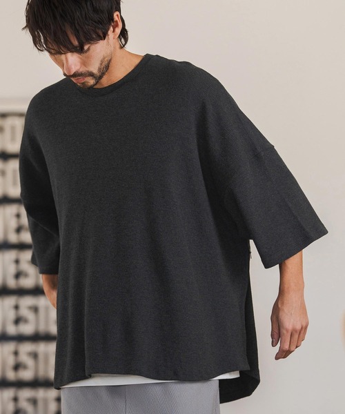CAMBIO(カンビオ)の「mt10218- Honeycomb Waffle Over Size Tee オーバーサイジングTシャツ(S64326cmb)(Tシャツ/カットソー・メンズ・ホワイト/ブラック/チャコールグレー・S/M/L)」の18枚目の写真