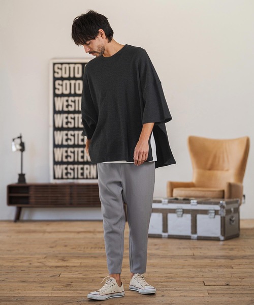 CAMBIO(カンビオ)の「mt10218- Honeycomb Waffle Over Size Tee オーバーサイジングTシャツ(S64326cmb)(Tシャツ/カットソー・メンズ・ホワイト/ブラック/チャコールグレー・S/M/L)」の20枚目の写真