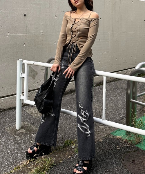 SPIRALGIRL（スパイラルガール）の「ベルトデザイン厚底サンダル（サンダル・レディース・ブラック/ブラウン・MEDIUM/LARGE）」の12枚目の写真