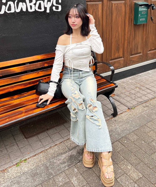 SPIRALGIRL（スパイラルガール）の「ベルトデザイン厚底サンダル（サンダル・レディース・ブラック/ブラウン・MEDIUM/LARGE）」の16枚目の写真