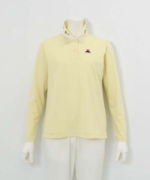 Picone CLUB(ピッコーネクラブ)の「襟裏プリントUV速乾長袖ポロシャツ(ポロシャツ・レディース・イエロー/ネイビー/ライトパープル/ホワイト・9号/11号/13号)」の5枚目の写真