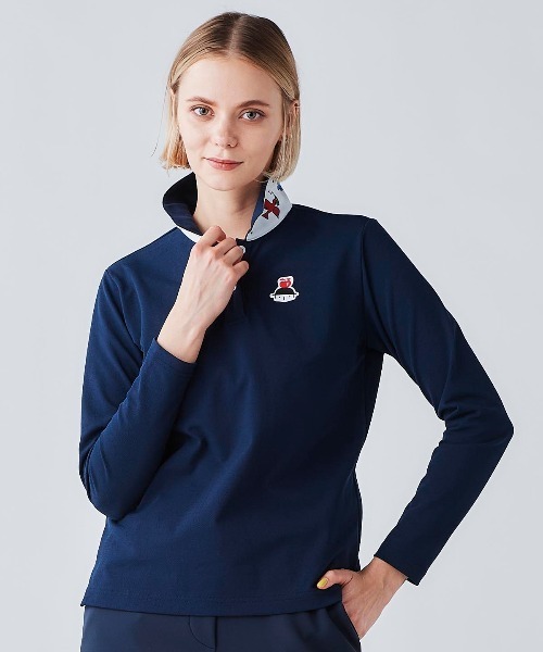 Picone CLUB(ピッコーネクラブ)の「襟裏プリントUV速乾長袖ポロシャツ(ポロシャツ・レディース・イエロー/ネイビー/ライトパープル/ホワイト・9号/11号/13号)」の18枚目の写真