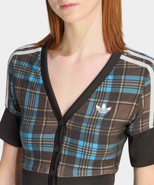 adidas(アディダス)の「ボタン付きVネック チェック シャツ / アディダスオリジナルス adidas Originals(シャツ/ブラウス・レディース・ブラウン・XX-LARGE/LARGE/MEDIUM/SMALL/X-LARGE)」の3枚目の写真