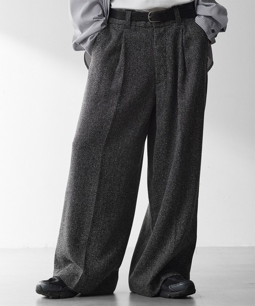 RUUBON（ルーボン）の「【RUUBON】nep tweed center press slacks/ネップツイード センタープレススラックスパンツ（その他パンツ・メンズ・ダークグレー/ベージュ・S/M/L）」の4枚目の写真