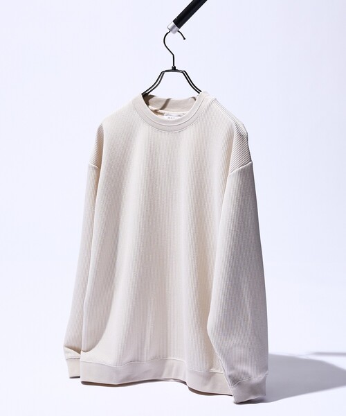 ABAHOUSE（アバハウス）の「クォーターゲージニット クルーネックスウェット / リラックスフィット（スウェット・メンズ・チャコールグレー/ブラック/サックスブルー/アイボリー・48/46）」の2枚目の写真