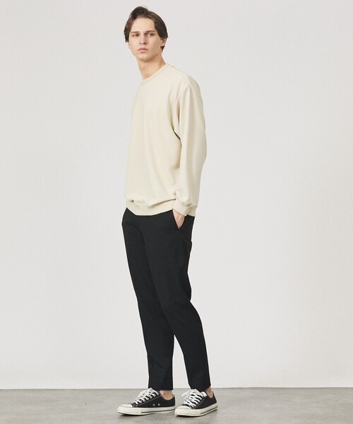 ABAHOUSE（アバハウス）の「クォーターゲージニット クルーネックスウェット / リラックスフィット（スウェット・メンズ・チャコールグレー/ブラック/サックスブルー/アイボリー・48/46）」の5枚目の写真