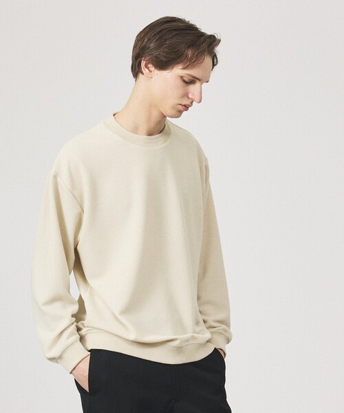 ABAHOUSE（アバハウス）の「クォーターゲージニット クルーネックスウェット / リラックスフィット（スウェット・メンズ・チャコールグレー/ブラック/サックスブルー/アイボリー・48/46）」の12枚目の写真