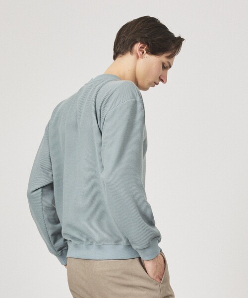 ABAHOUSE（アバハウス）の「クォーターゲージニット クルーネックスウェット / リラックスフィット（スウェット・メンズ・チャコールグレー/ブラック/サックスブルー/アイボリー・48/46）」の16枚目の写真