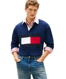 ラガーシャツ 長袖」に該当するブルー・ネイビー/青色系のファッション