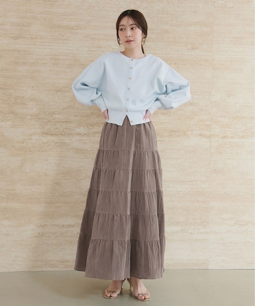 natural couture（ナチュラルクチュール）の「サテンティアードスカート（スカート・レディース・ブラウン/ピンク/オフホワイト・FREE）」の12枚目の写真