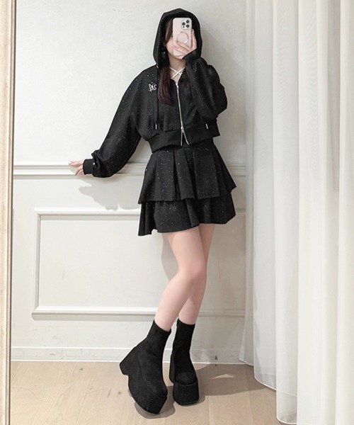 apres jour(アプレジュール)の「【上下セット売り】ラメポンチセットアップ(セットアップ・レディース・ピンク/ブラック/チャコールグレー・X-LARGE/フリー)」の4枚目の写真