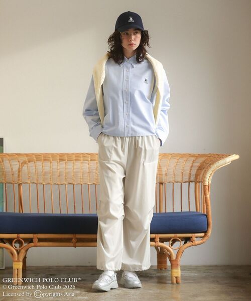 GREENWICH POLO CLUB(グリニッジポロクラブ)の「GREENWICH POLO CLUB(TM)クロップドシャツ(シャツ/ブラウス・レディース・サックスブルー/ストライプ/イエロー・FREE)」の10枚目の写真