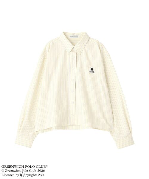 GREENWICH POLO CLUB(グリニッジポロクラブ)の「GREENWICH POLO CLUB(TM)クロップドシャツ(シャツ/ブラウス・レディース・サックスブルー/ストライプ/イエロー・FREE)」の14枚目の写真