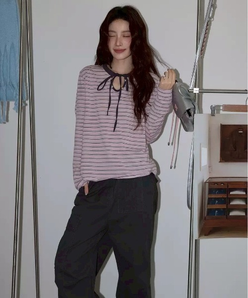 almo（アルモ）の「【LAMPOON】マルチボーダーカットソー（Tシャツ/カットソー・レディース・ピンク・LARGE/MEDIUM/SMALL）」の4枚目の写真