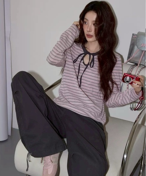 almo（アルモ）の「【LAMPOON】マルチボーダーカットソー（Tシャツ/カットソー・レディース・ピンク・LARGE/MEDIUM/SMALL）」の5枚目の写真