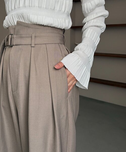 CAPRICIEUX LE'MAGE（カプリシューレマージュ）の「【yuu企画】【サイズ展開あり】アシメウエストパンツ（その他パンツ・レディース・ホワイト系その他/グレイッシュベージュ/ブラック・38/36/PS/TM）」の7枚目の写真