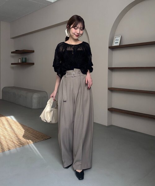 CAPRICIEUX LE'MAGE(カプリシューレマージュ)の「【yuu企画】【新色ブラウン】アシメウエストパンツ(その他パンツ・レディース・ホワイト系その他/グレイッシュベージュ/ブラック/ブラウン・38/36/PS/TM)」の6枚目の写真