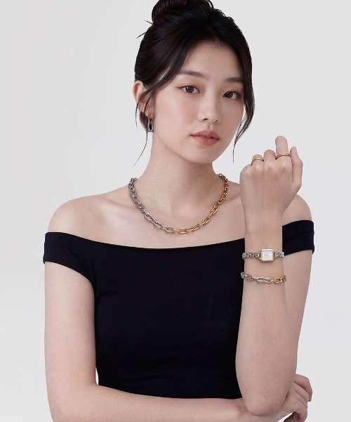 Daniel Wellington(ダニエルウェリントン)の「Quadro Mini 3-Link Two Tone ローズゴールド/ゴールド(アナログ腕時計・レディース・イエローゴールド/ピンクゴールド・ONE SIZE)」の12枚目の写真