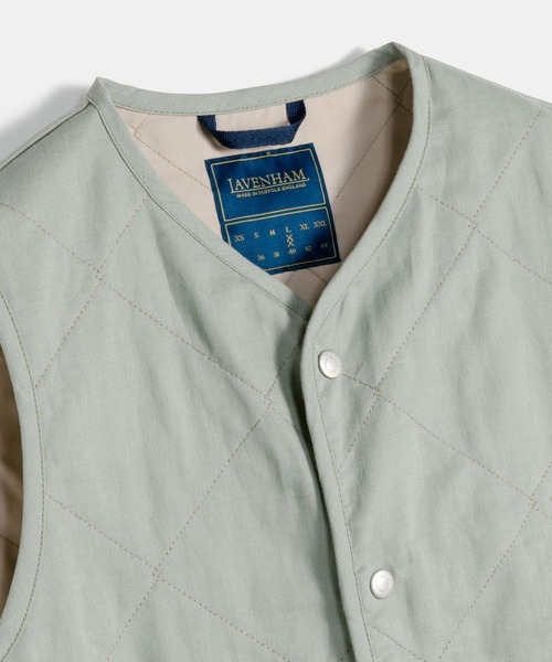 LAVENHAM(ラベンハム)の「Linen Cotton Unwadded Thornham Mens / リネン コットン アンワディッド ソーンハム メンズ(ベスト・メンズ・ブラック/ミント・S/M/L/XL)」の5枚目の写真