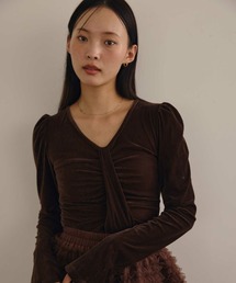 ACYM（アシーム）の「ベロアギャザートップス（Tシャツ/カットソー）」