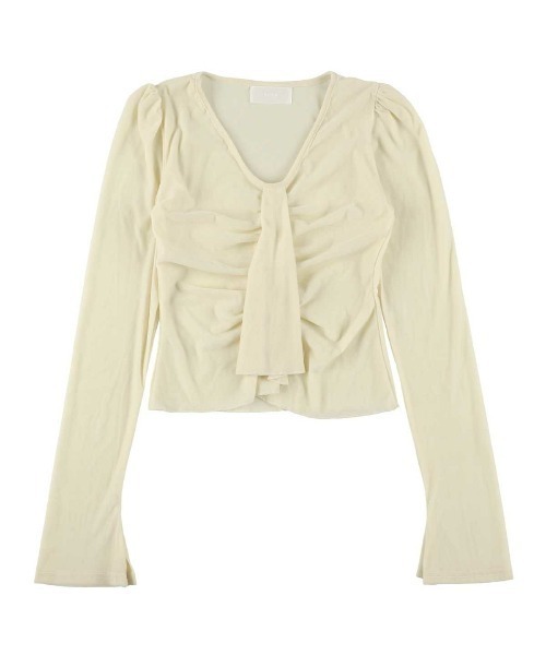 ACYM（アシーム）の「ベロアギャザートップス（Tシャツ/カットソー・レディース・アイボリー/ブラウン・FREE）」の13枚目の写真