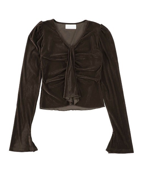 ACYM（アシーム）の「ベロアギャザートップス（Tシャツ/カットソー・レディース・アイボリー/ブラウン・FREE）」の14枚目の写真