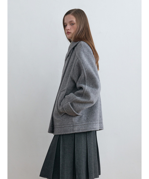 Kijun(キジュン)の「Wool High Neck Half Coat Melange Grey(チェスターコート・レディース・その他・MEDIUM/SMALL)」の3枚目の写真