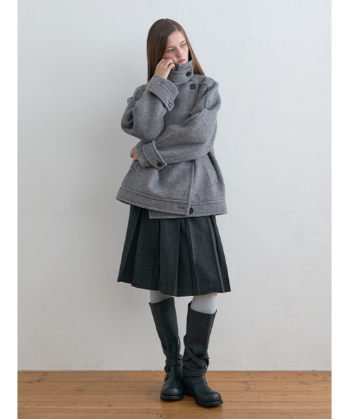 Kijun(キジュン)の「Wool High Neck Half Coat Melange Grey(チェスターコート・レディース・その他・MEDIUM/SMALL)」の5枚目の写真