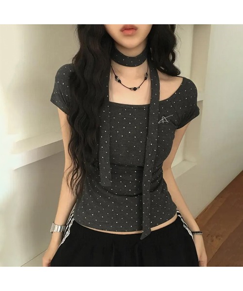 Bling Leads（ブリングリーズ）の「【Bls】 【ZL】【Bling Leads】チョーカーネックTEE ストール（Tシャツ/カットソー・メンズ・ホワイト・FREE）」の5枚目の写真