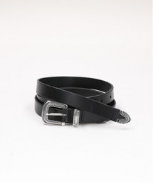 BACK NUMBER】34mmレザー サイドステッチ スクエアバックルベルト