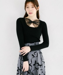 【ZOZO限定】フロントシアーリボンニットトップス