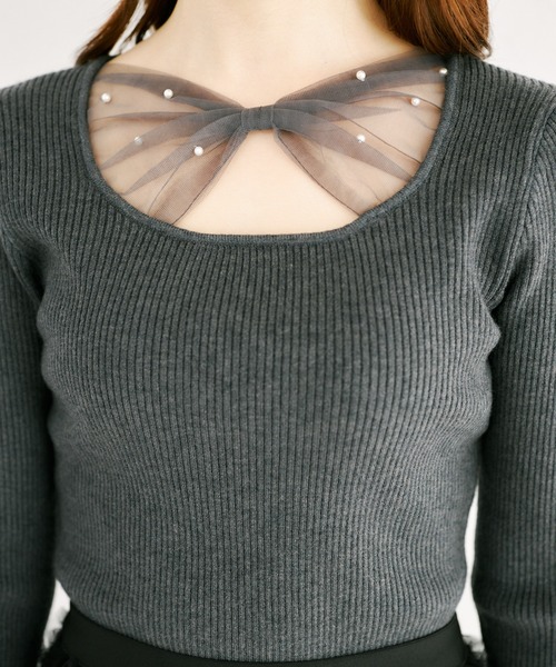 tocco closet(トッコ クローゼット)の「【ZOZO限定】フロントシアーリボンニットトップス(ニット/セーター・レディース・チャコール/ブラック/レモンイエロー・M)」の5枚目の写真