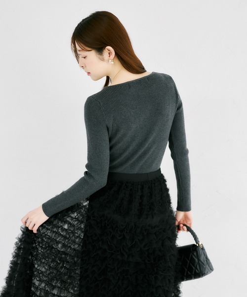 tocco closet(トッコ クローゼット)の「【ZOZO限定】フロントシアーリボンニットトップス(ニット/セーター・レディース・チャコール/ブラック/レモンイエロー・M)」の6枚目の写真