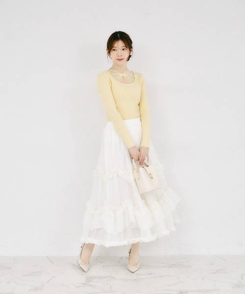 tocco closet(トッコ クローゼット)の「【ZOZO限定】フロントシアーリボンニットトップス(ニット/セーター・レディース・チャコール/ブラック/レモンイエロー・M)」の8枚目の写真