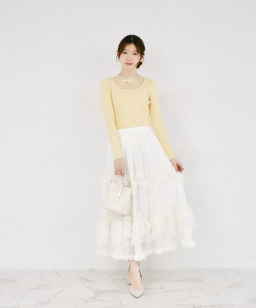 tocco closet(トッコ クローゼット)の「【ZOZO限定】フロントシアーリボンニットトップス(ニット/セーター・レディース・チャコール/ブラック/レモンイエロー・M)」の7枚目の写真