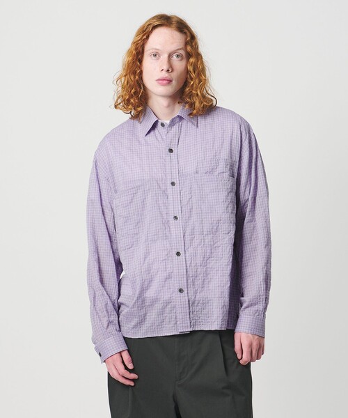 UNITED ARROWS & SONS(ユナイテッドアローズアンドサンズ)の「<UNITED ARROWS & SONS> UNECHECK REG SHIRT/シャツ(シャツ/ブラウス・メンズ・ライラック/ライトブルー・S/L/XL/M)」の4枚目の写真